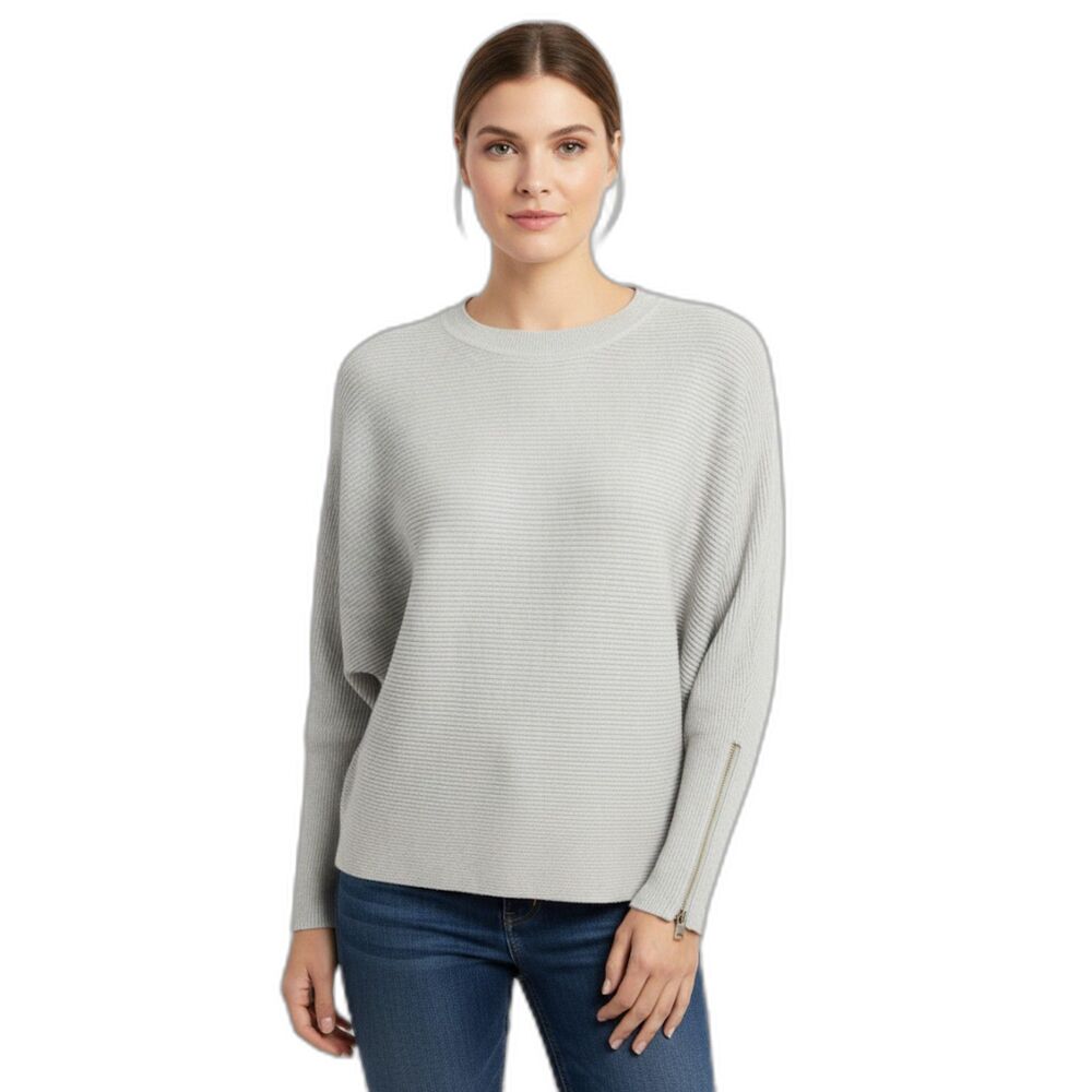 Carmen Marc Valvo Grey Zipper Dolman Sleeve Pullover Sweater Size Medium